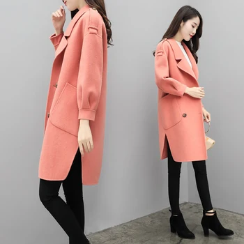 

Autumn And Winter New Womens Long Woolen Coat Green Army Woolen Coat Female Long Section Korean Version Of The Fashion Coat