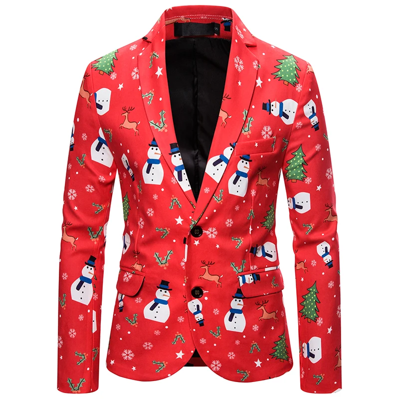

CYSINCOS Newest Christmas Suit Men Slim Fit Fashion Coat Prom Suits with Jacket and Pant Men Celebrating