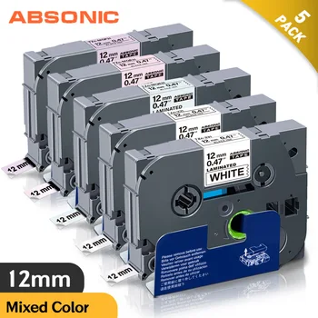 

Absonic 5PK TZe-231 TZe-MQ531 TZe-MQE31 TZe-MQF31 Black on Pastel Blue/Pink/Purple Label Tape for Brother P-Touch Label Maker