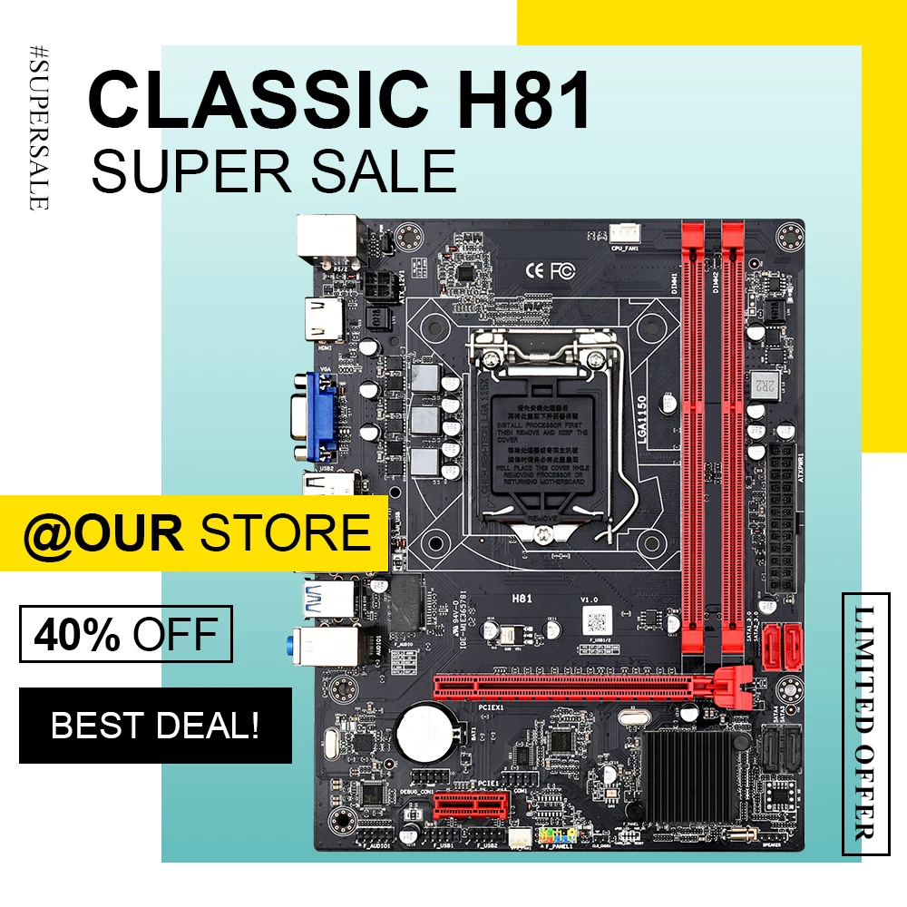 Материнская плата DAIXU H81 H81M USB3.0 SATA3.0 LGA1150 DDR3 PCI E 16X HDMI VGA до 16 ГБ с