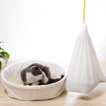 

7PCS Pet Cat Litter Bag Kitten Nest Basket Drawstring Cat Litter Pan Bags Kitten Cat Bed Cushion for Storage Cat Sand