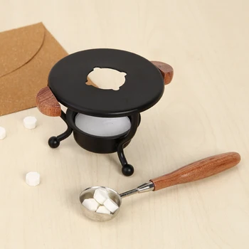 

Retro Sealing Wax Furnace Stove Pot Wood Handle Sealing Wax Spoon for Wax Sealing Decorative Wax Stamp Craft Gift