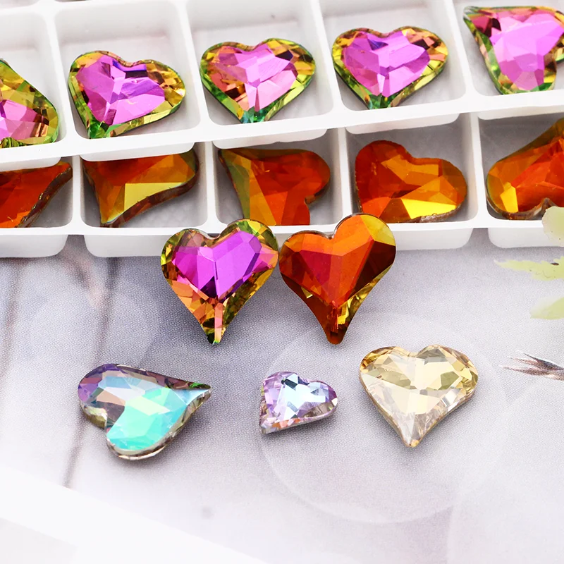 Astrobox K9 Heart Crystal Rhinestone Fancy Stone Glue On Nail Art Loose  Beads Used Nail Art Clothing & Accessories DIY Manual