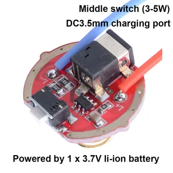 

22mm 3 modes 5W DC3.5mm Direct charge flashlight circuit driver board middle switch for 1 x 18650 LED Flashlight torch lantern