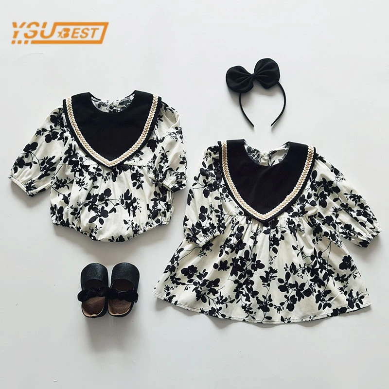 bulk baby bodysuits	 Kids Baby Girl Sister Dress Rompers Girl Long Sleeve Printing Dress Rompers Spring Autumn Baby Girl Newborn Rompers Clothes cute baby bodysuits