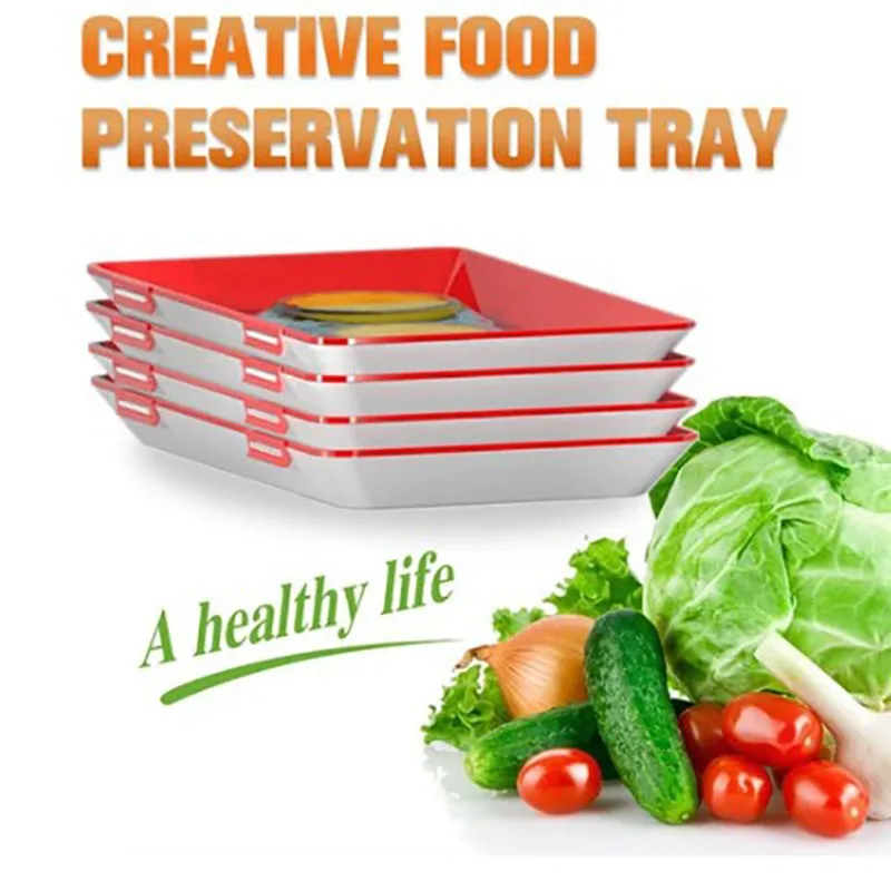 

Clever Tray Creative Food Preservation Tray Vacuum Fresh Storage Container Fresh Cover Cling Film Portable Kitchen Food Saver 2