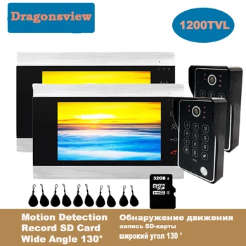 شراء Dragonsview 7 بوصة فيديو باب الهاتف باب نظام اتصال داخلي زر اللمس بطاقة التعريف بالإشارات الراديوية كلمة السر فتح يوم للرؤية الليلية أمن الوطن