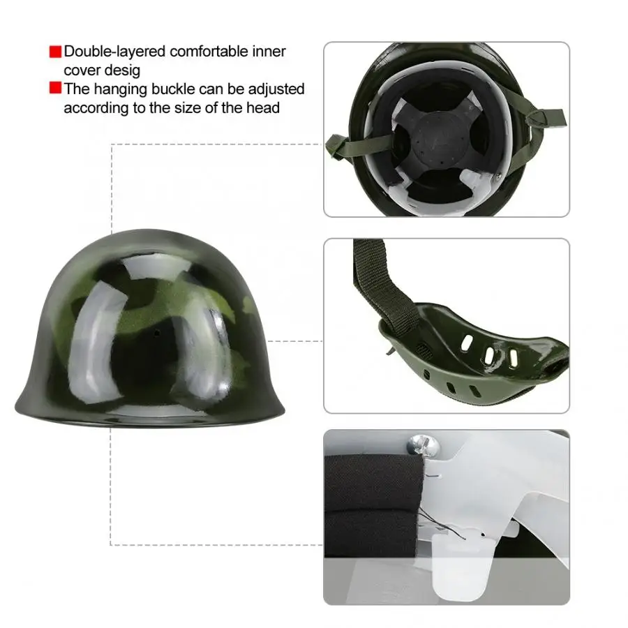 Steel Helmet Fireman Safety Prevention Flame-retardant Pierce Resistance Military Green