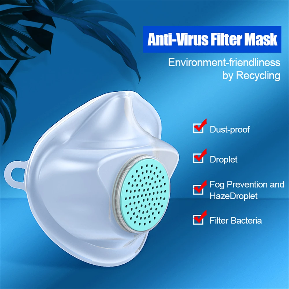 

10 Set TPE Protective Silicone Face Mask Protect Anti Dust Washable Earloop Mouth Masks with Filter Element pad mascara Anti-fog