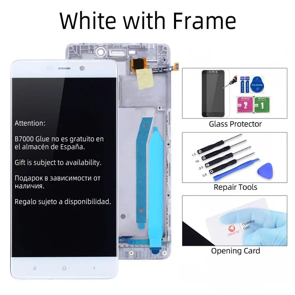 Дисплей для Xiaomi Redmi 4 Pro Prime LCD в сборе с тачскрином на рамке 5.0'' черный черный золото - Цвет: White with Frame