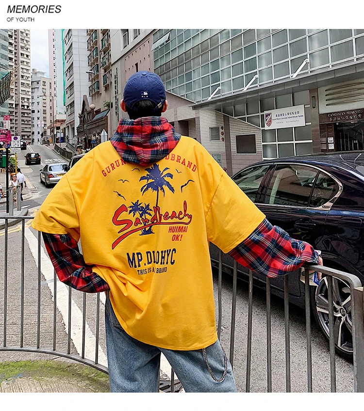 Privathinker мужские поддельные две части хип хоп толстовки уличная рубашка мужская Свободная пуловер Топы толстовка мужская Осенняя 5XL одежда
