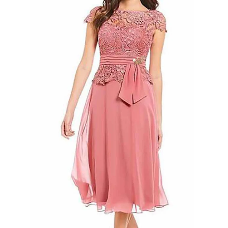 2021 New Dress Women Summer Sexy Floral Formal plus size Vintage Short Sleeve Slim party Sheath Club Lace | Женская одежда