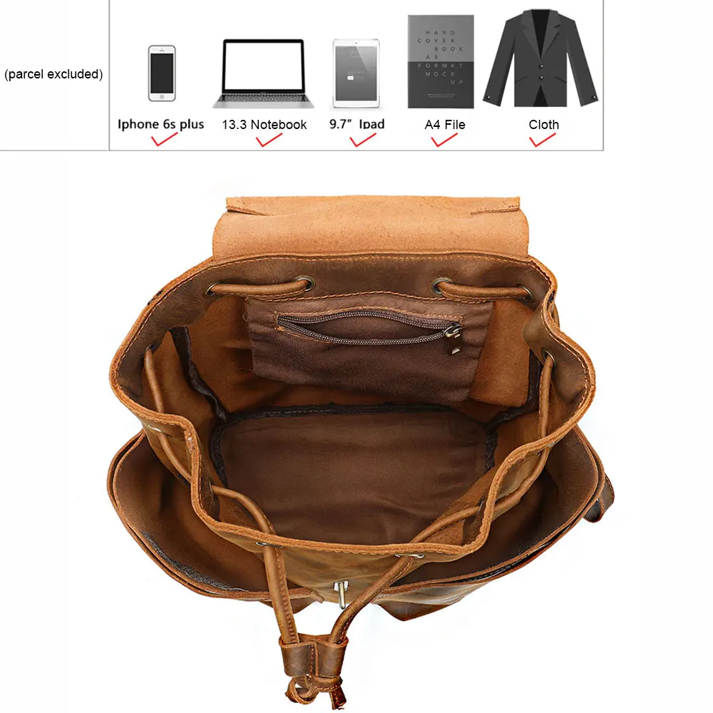 Lukegear коровья кожа рюкзак для мужчин открытый классический рюкзак подлинный материал винтажные сумки Прочный