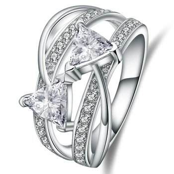 

Gem's Ballet Promise 925 Sterling Silver Ring Classic Wedding Ring Jewelry Double Cubic Zircon Rings For Women Bridesmaid Gifts