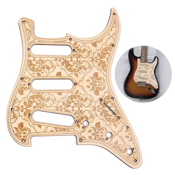 

SSS Wooden Guitar Pickguard Maple Wood with Decorative Flower Pattern for ST Electric Guitars