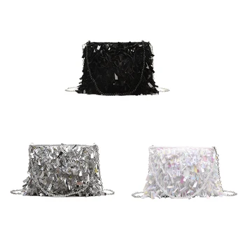 

Sequined Diamond Small Square Bag Beaded Handbag Chain Shoulder Slung Female Bag