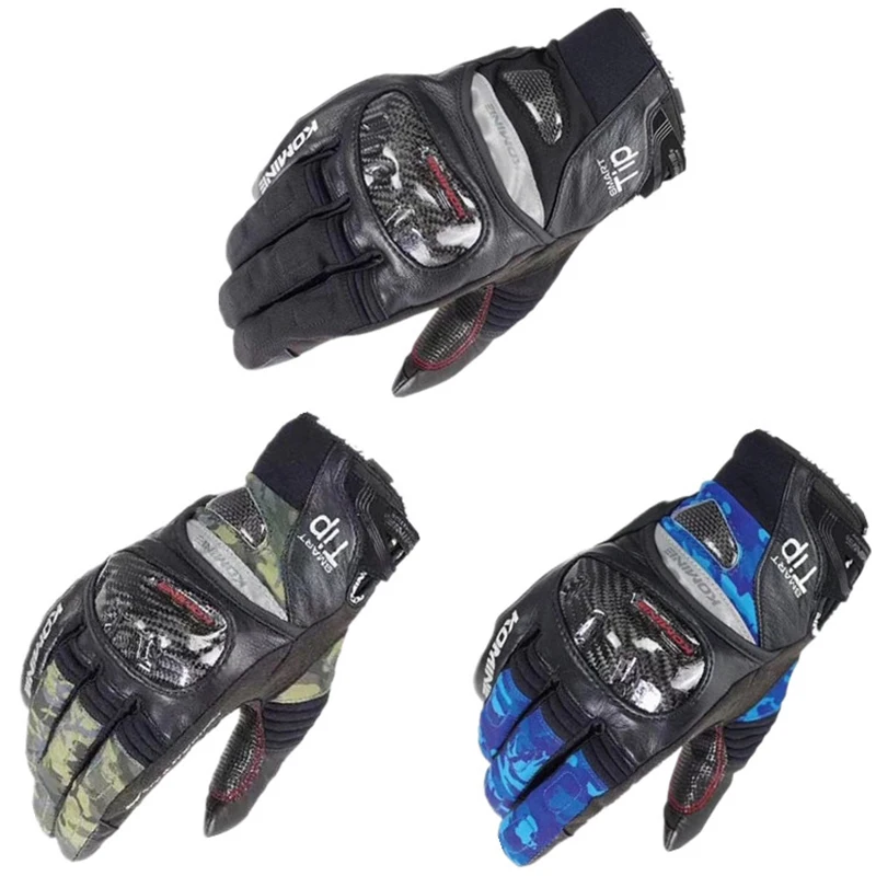 

Newest Motorcycle Gloves Summer Autumn Motocross Racing Komine GK-819 Protect Waterproof Winter Leather Gloves Carbon Fiber Men