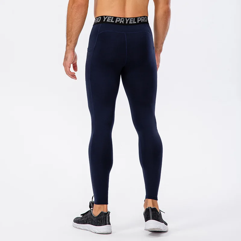 Men Winter Fitness Pants Plus Velvet Bottoming Training Pants With Pockets Tight Stretch Running Outdoor Cycling Sports Trousers