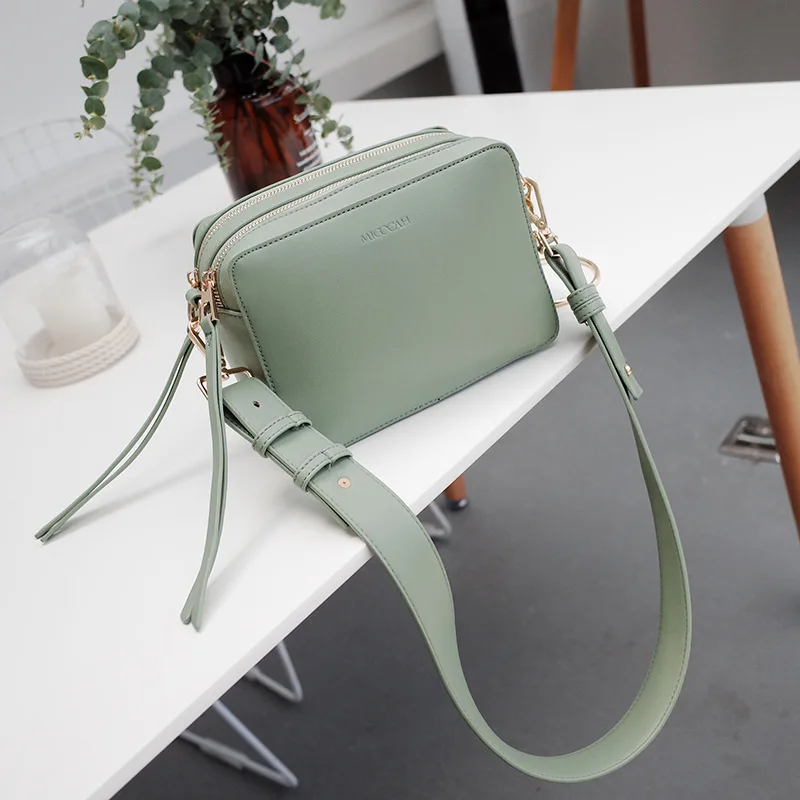 2019 модные женские сумки Простые через плечо Duble Zipper женская сумка брендовая