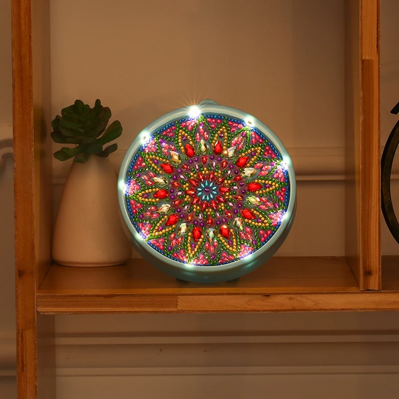 

Round DIY Mandala LED Diamond Painting Light Cross Stitch Embroidery Full Drill Special Shaped Lamp Gift Night Lamp Home Decor