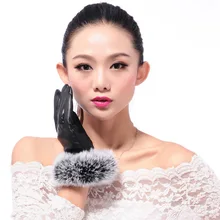 Для женщин's натуральная кожа перчатки мех кролика Для женщин Перчатки модные хлопком и овчиной Перчатки