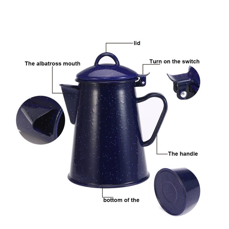 Enameled Handle Pot, Retro Ornamental Kettle, Hand-made Teapot