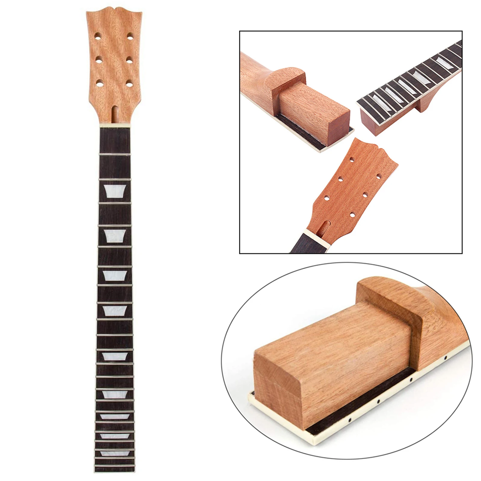 24.6 Inch Unfinished 22 Frets DIY Mahogany Electric Guitar Neck for Neck Fingerboard Sector 24.6 Inch Unfinished 22 Frets DIY Mahogany Electric Guitar Neck for Neck Fingerboard Sector