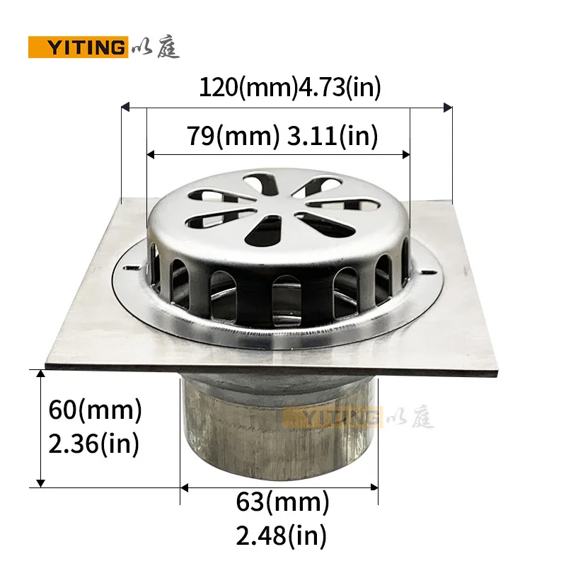 Balcony Floor Drain 304 Stainless Steel Floor Drain Prevent Branch And Fallen Leaves Outdoor