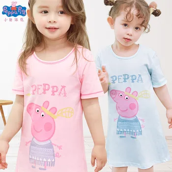 

Peppa Pig Cotton Nightdress Little Teen Girl Pajamas Dresses Children Cartoon Summer Nightgown Home Clothes Kids Sleepwear