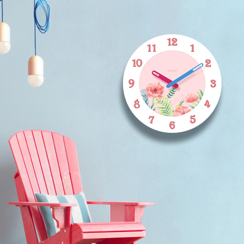 Розовые PeonyHome тихие часы для гостиной, спальни, современные украшения, Подвесные часы, деревянные кварцевые часы, круглые часы