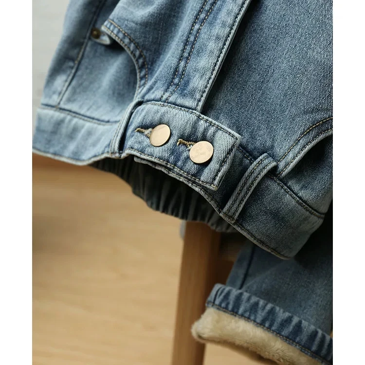 Winter Girls Jeans Women Soft High Waist Women'S Trousers Denim Loose Streetwear Woman Pants Femme Pantalon Mujer Thick Velvet
