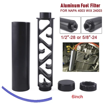 

6Inch Car Fuel Filter Spiral 1/2-28 5/8-24 Single Core Titanium Pipe For NaPa 4003 WIX 24003 Fuel Trap Solvent Filters