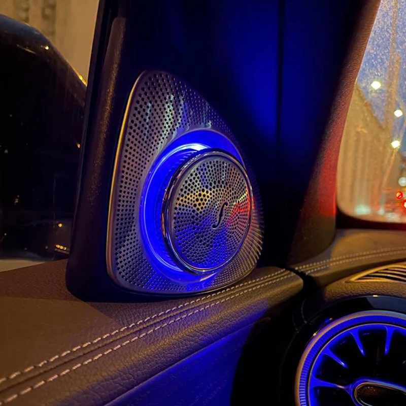 Car Audio 3D Rotation Tweeter Decoration For Mercedes Benz W205 C Class Front Door Speaker LED Ambient Light 3 12 64 Colors
