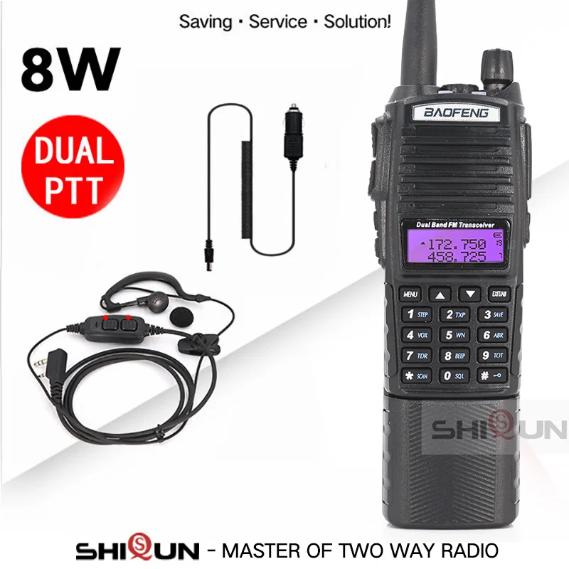 Add Charger-Dual PTT Увеличить 3800 мА/ч, UV-82 8 Вт Baofeng UV 82 иди и болтай Walkie Talkie “иди и 10 км Baofeng 8 Вт радио двойной PTT UV-XR UV-9R GT-3TP Ham радио 10 км UV-5R 8 Вт - Цвет: Add Charger-Dual PTT