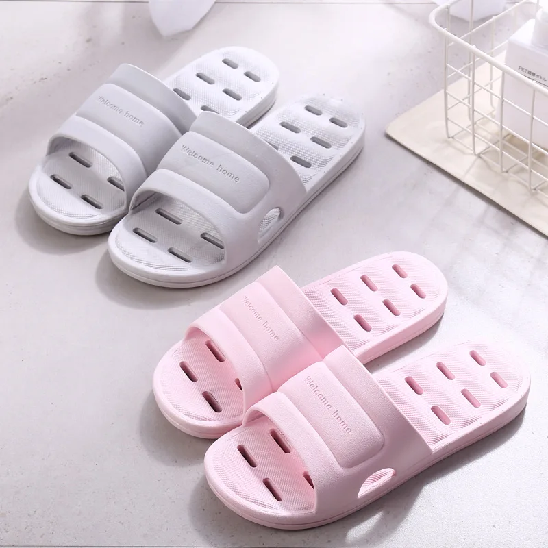 

Bathroom Slippers Women's Summer Anti-slip Bath Water Leakage Plastic Home Couples Household Indoor Thick Soft-Sole Sandals