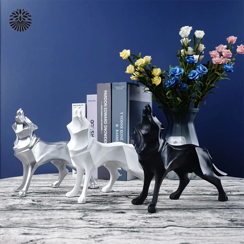 

Nordic Resin Crafts Creative Home Living Room Porch Decorations Animal Geometric Animal Series Wolf Ornaments