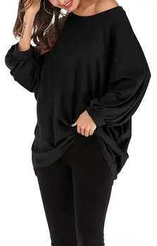 

Women's Round Neck Loose Jumper Spring And Summer Solid Color Lantern Sleeves Long Sleeve Sweatshirt Comfortable And Breathable