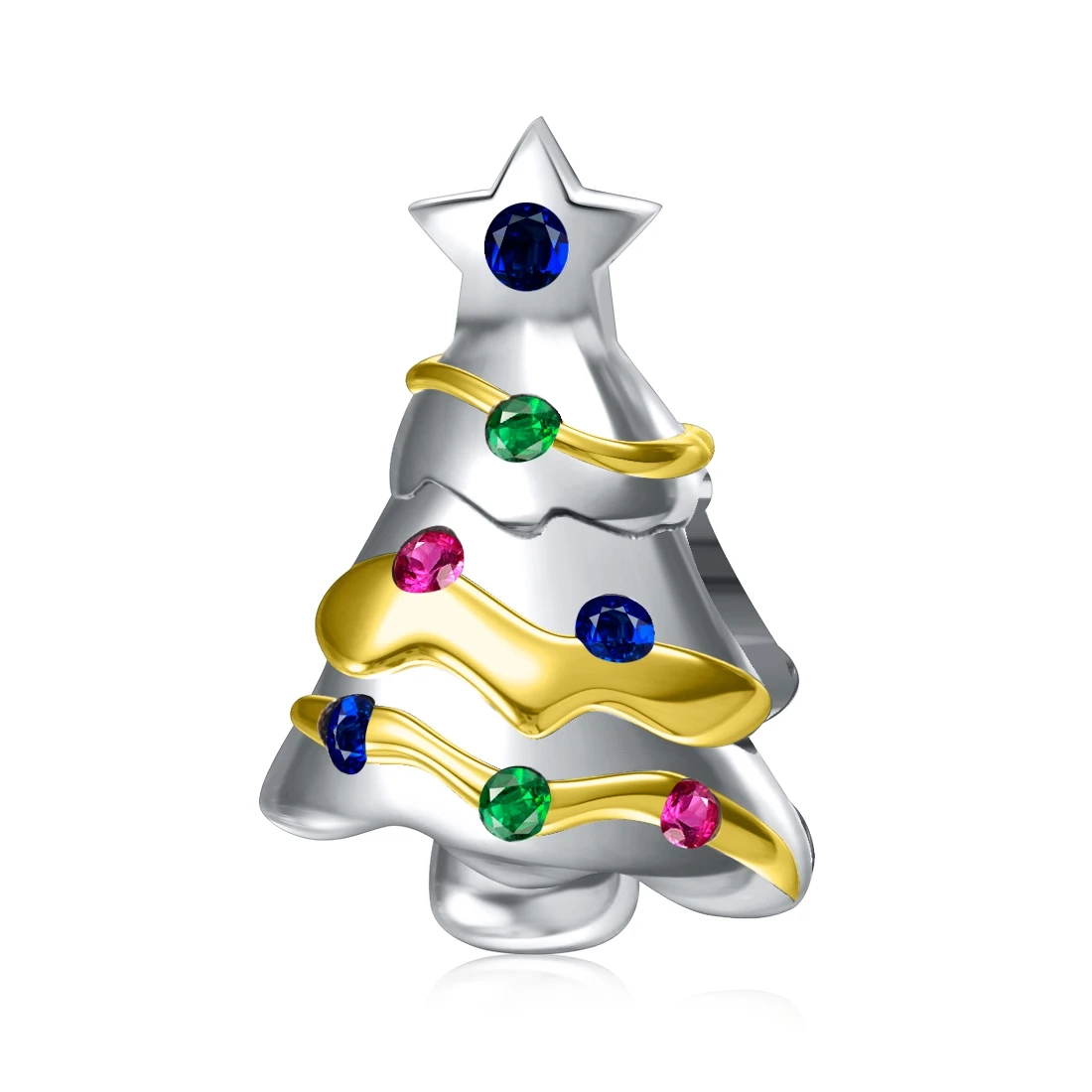 Christmas tree Jiayiqi, Рождественская елка, 925 пробы, серебро, цветные CZ подвески, бусины, подходят для Pandora, подвески, серебро, 925, сделай сам, рождественские украшения - Цвет: Christmas tree