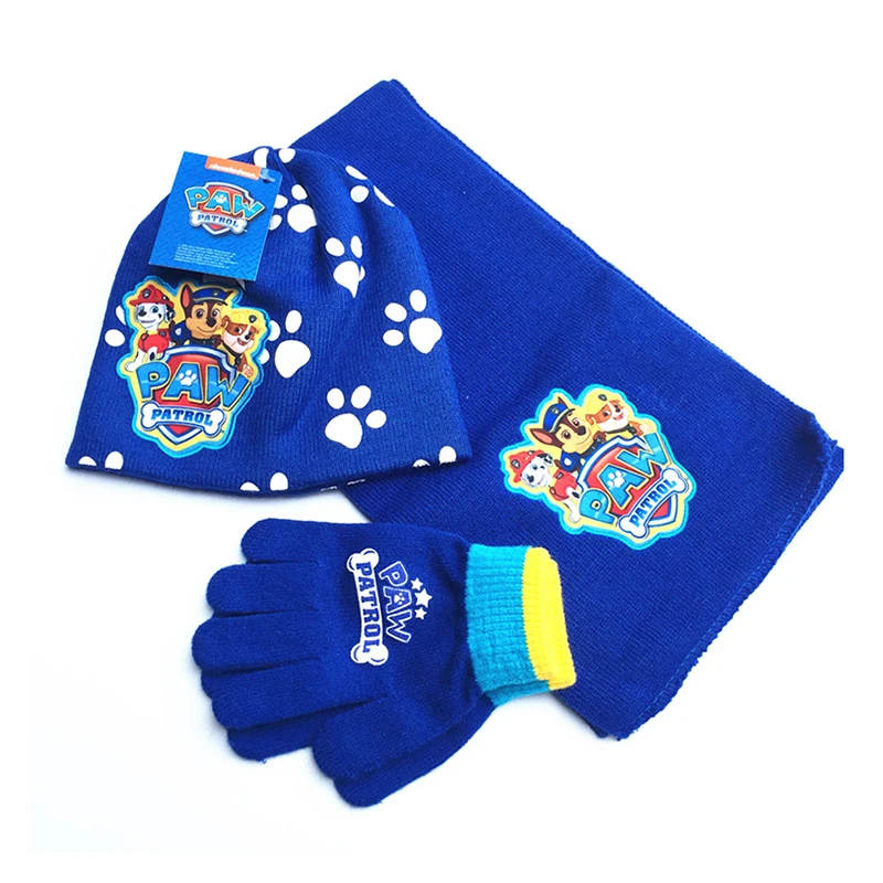 PAW Patrol/вязаная шапка, шарф, перчатки, детский зимний теплый вязаный модный костюм из трех предметов на день рождения, рождественский подарок