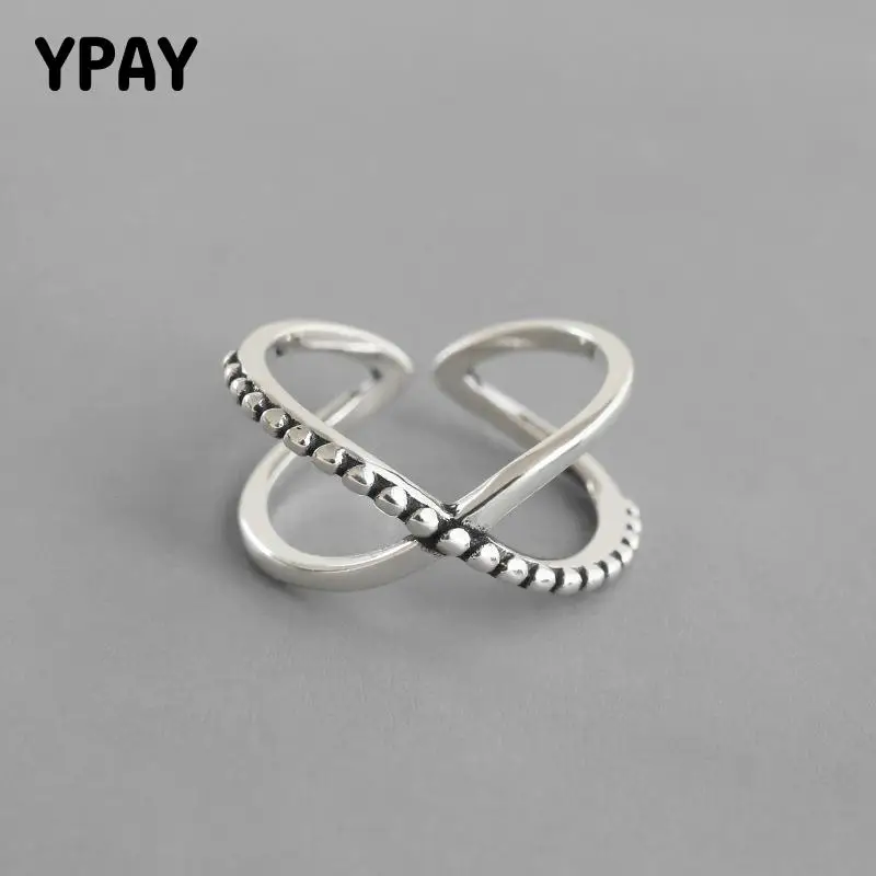 Женское Открытое кольцо YPAY из серебра 100% пробы в Корейском стиле Винтажное на
