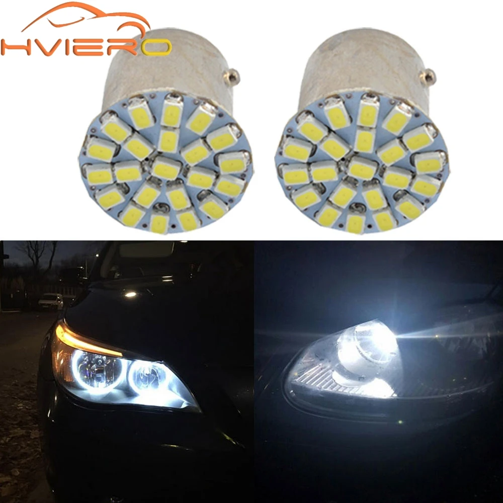 2X BAY15D 1157 BA15S 1156 P21W 22SMD белым светом сигнал поворота багажник светодиодный стоп