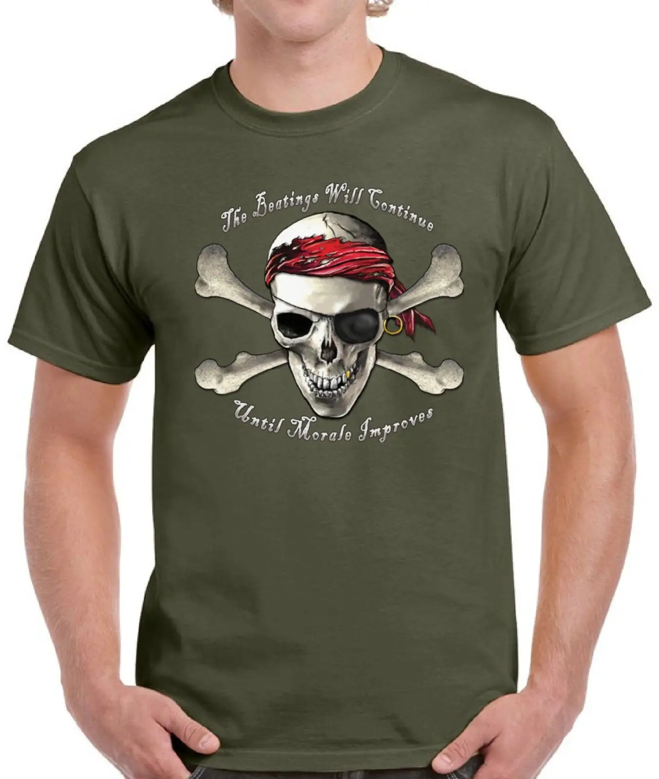 Pirate Skull Shirts Tops T-shirts for Men Men's The Beating Will Continue summer o neck tee free shipping cheap |