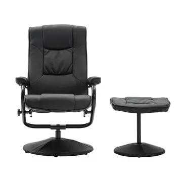 

2019 Faux Leather 360 Degree Swivel Home Office Recliner Chair Computer Desk Reclining Armchair With Free Matching Foot Stool