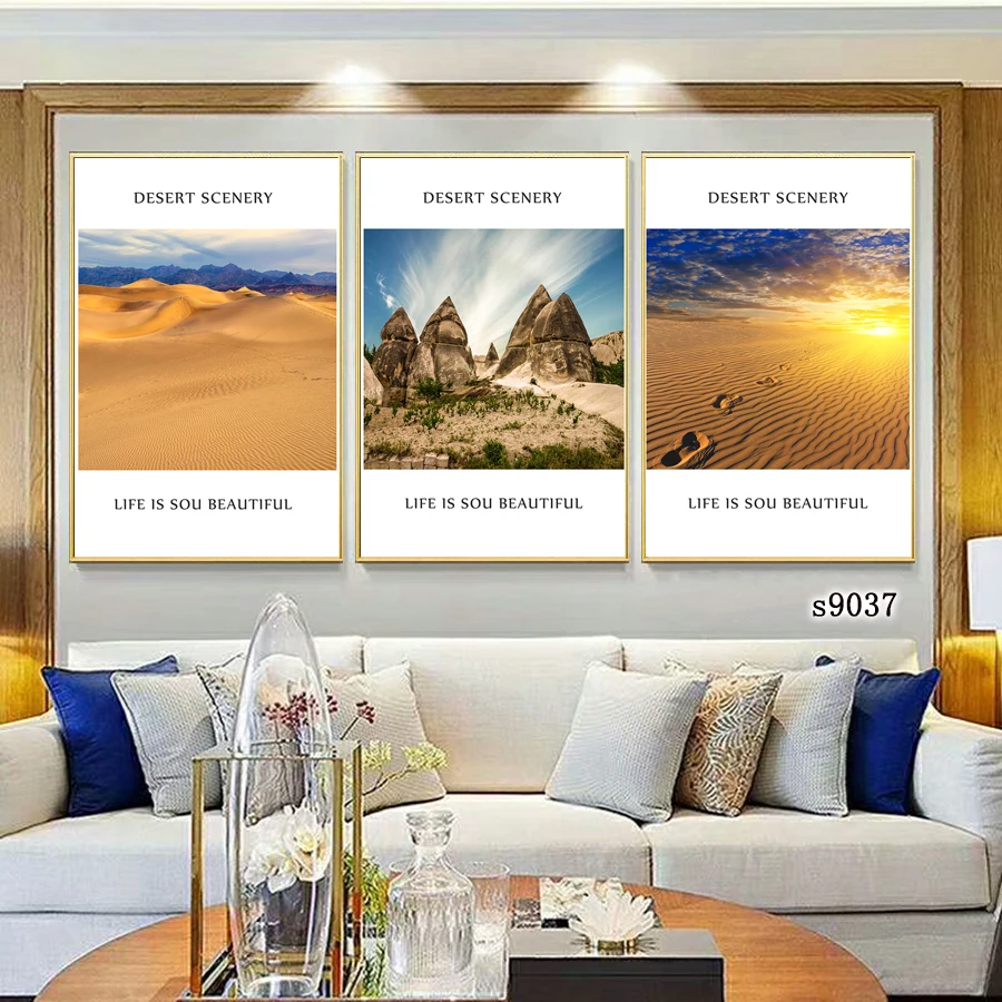 

Strange Stone Nordic Poster Canvas Painting Beach Desert Sunset Seascape Decorative Painting Room Ornament Art Painting