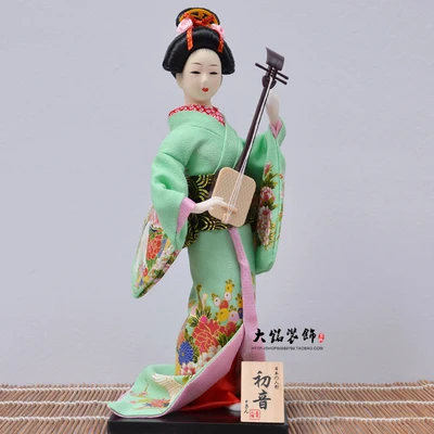 30 см японские миниатюры гейши куклы с красивым кимоно Traddtional Япония культура ручной работы ремесла для украшения дома - Цвет: Светло-коричневый