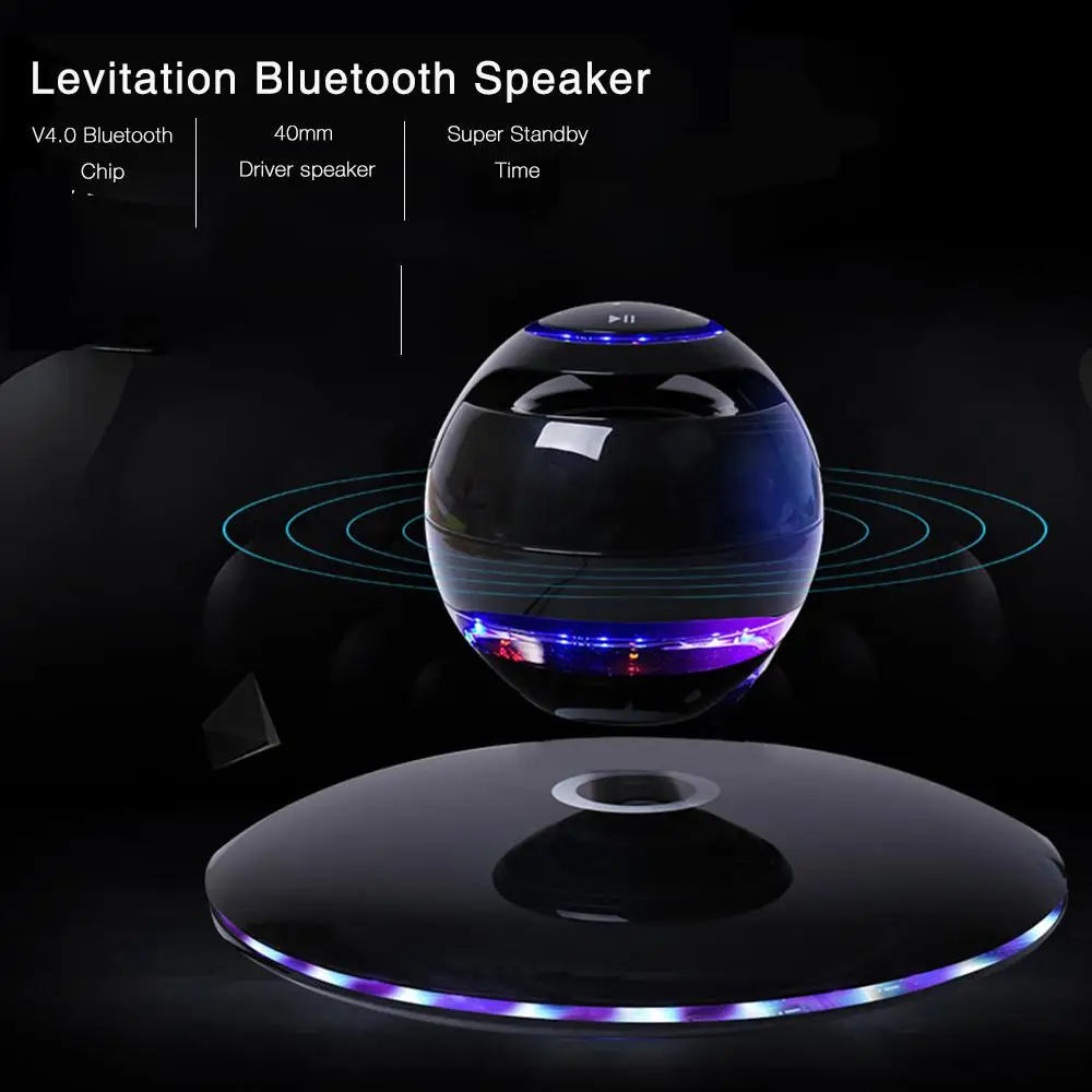Магнитная левитация 3D Bluetooth динамик вращающийся с красочным Светодиодный поддержка для iOS Android телефон Hands-free Звонки R20