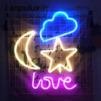 

Lanpulux 3D LED Night Lamp Animal Deer Cat Bat Moon Snowflaker Bell Modeling Neon Lamp USB Battery Bedroom Decor Light Fixtures