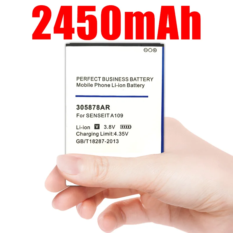 Высококачественный аккумулятор 2450 мАч 305878AR для SENSEIT A109 мобильный телефон |