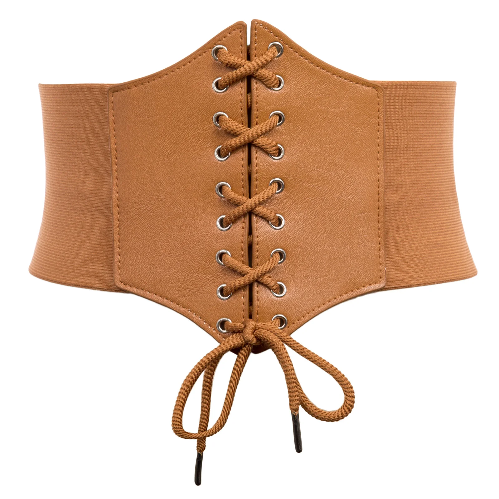 Плюс размер 3XL корсет пояс для женщин Мода шнуровка PU кожаный роскошный пояс Cinch корсет со стяжками широкий пояс с пряжкой пояс - Цвет: Brown