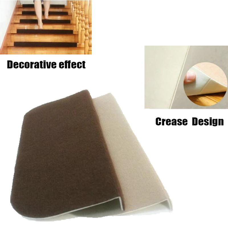 14pcs/Set Self-adhesive Stair Pads 20x45cm Anti-slip Rugs Carpet Mat Sticky Bottom Repeatedly-use Safety Pads Mat for Home